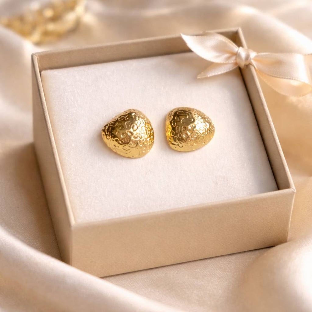Hammered Dome Gold-Toned Stud Earrings – Anti-Tarnish | Pack of 1 Pair