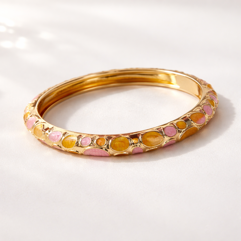 Confetti Luxe Anti-Tarnish Enamel Gold Bangle – Pack of 1