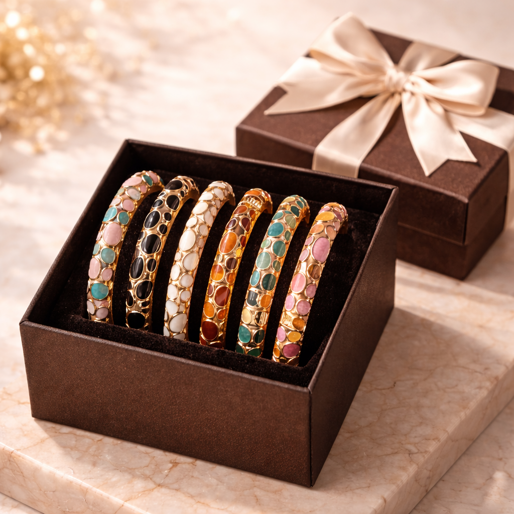 Confetti Luxe Anti-Tarnish Enamel Gold Bangle – Pack of 1