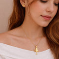 Anti-Tarnish Delicate Fairy Charm Pendant Necklace & Stud Earrings Combo for Women – Set of 2