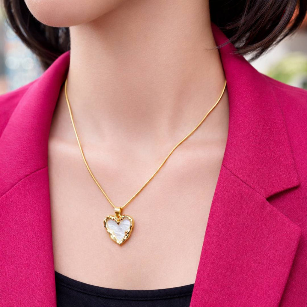 Molten Heart Enamel Anti-Tarnish Pendant Necklace – Pack of 1