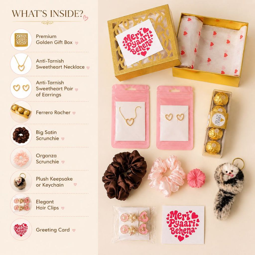 Golden Sister – Anti-Tarnish Jewellery Raksha Bandhan Gift | 7-Piece Premium Set