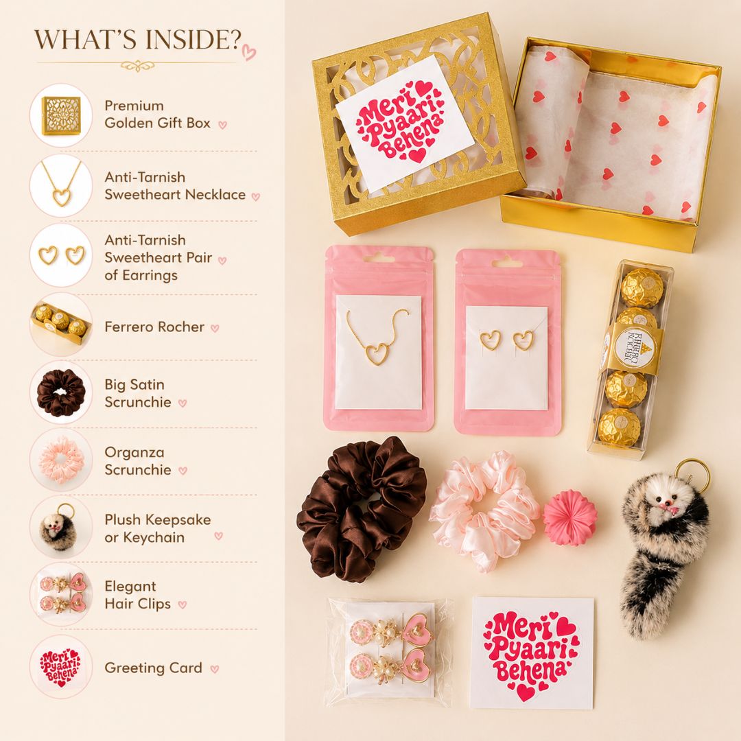 Golden Sister – Anti-Tarnish Jewellery Raksha Bandhan Gift | 7-Piece Premium Set