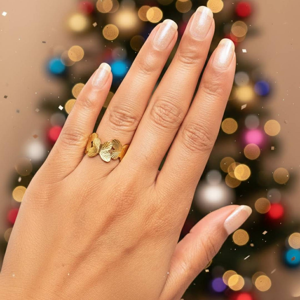 Antique Gold-Tone Mariposa Muse Adjustable Ring – Anti-Tarnish | Pack of 1