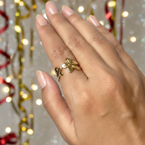 Antique Gold-Tone Fleur Radiance Adjustable Ring – Anti-Tarnish | Pack of 1